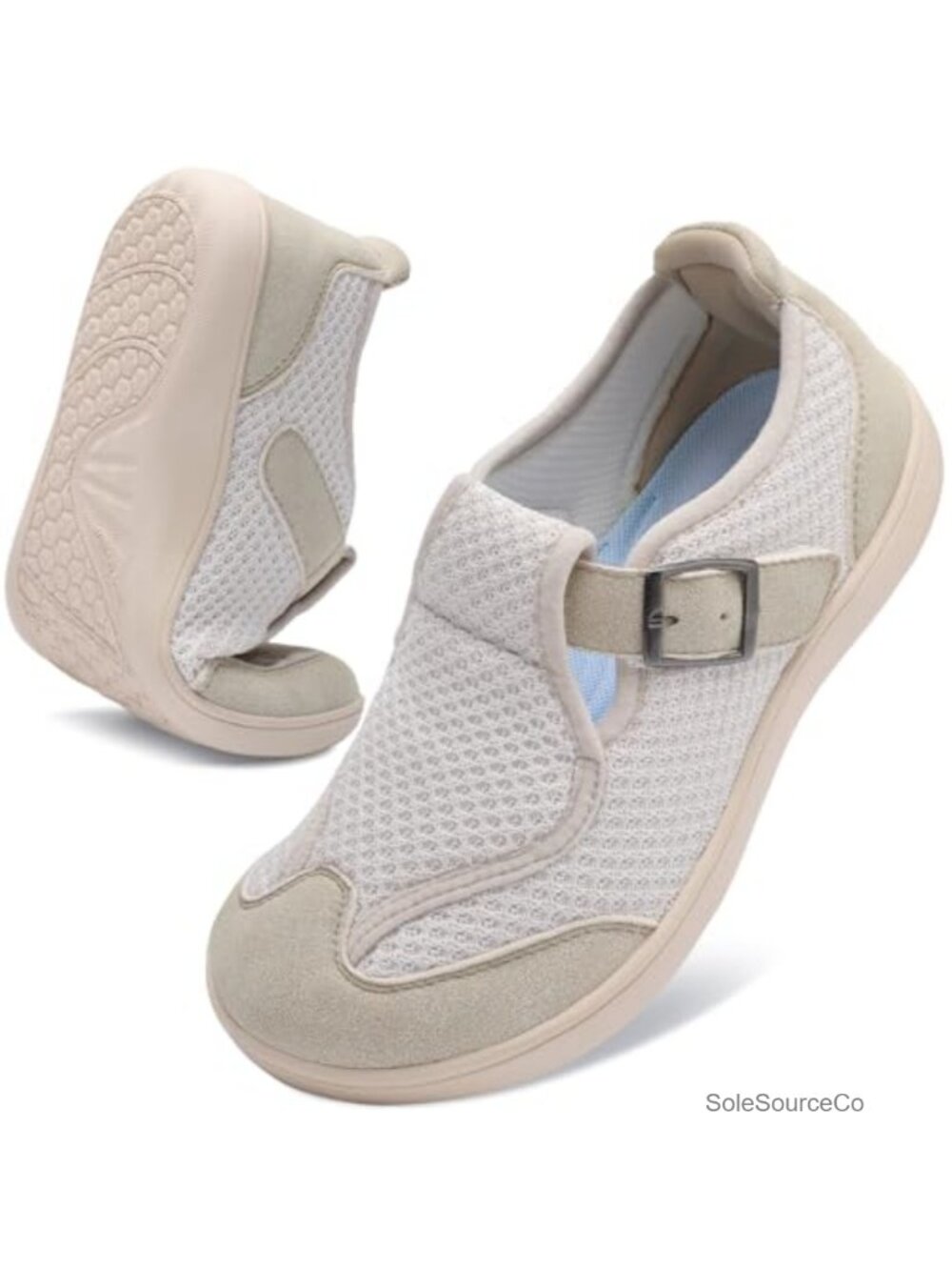 Womens Wide Toe Walking Shoes Lightweight Hook & Loop Comfort Sneakers